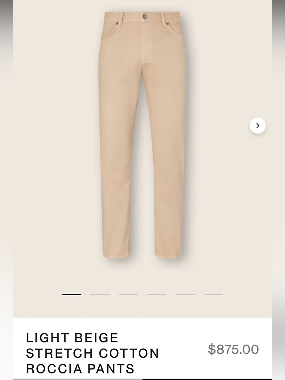 Zegna Light Beige Stretch Cotton Roccia Pants
